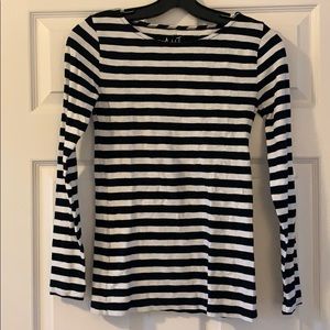J. Crew Black and White Striped Long Sleeve Shirt
